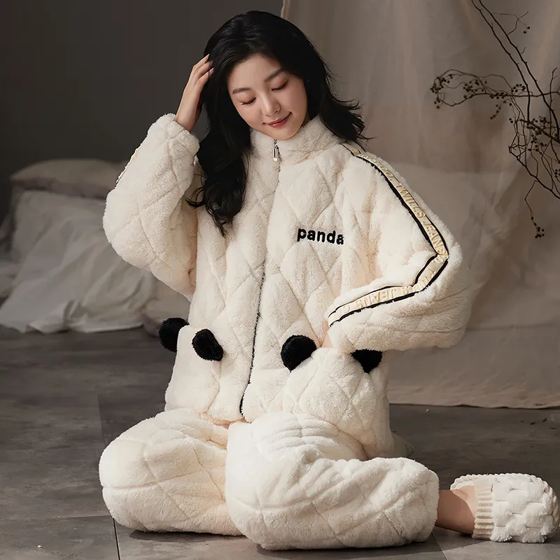 X QINGE Pajama Set Women's White-3