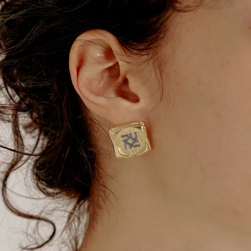 Juunngle Lab Gold Plated Copper Stud Earrings Women's-1