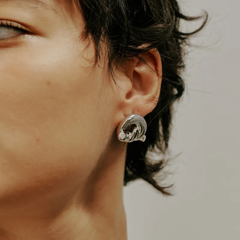 Juunngle Lab White Gold Plated Copper Stud Earrings Women's-2