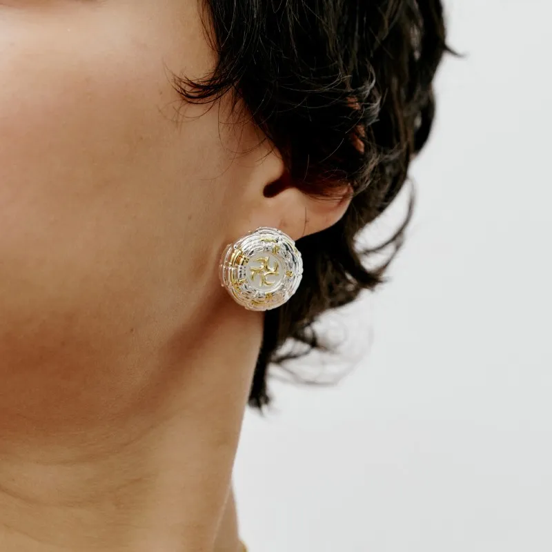 Juunngle Lab White Gold Stud Earrings Women's-3
