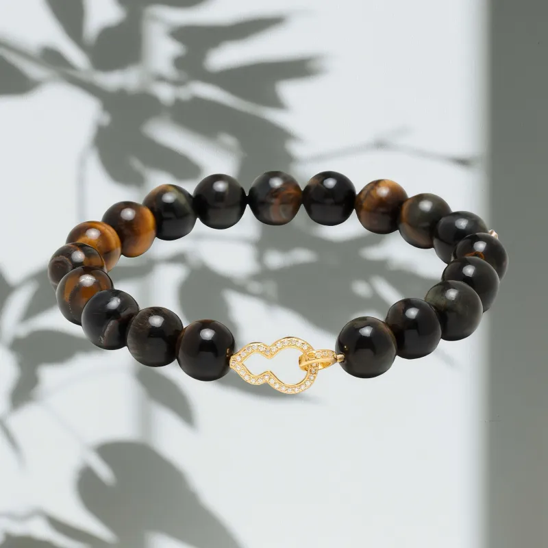 CIGA LONG Tiger's Eye Stone Beaded Bracelet, Additional+3 Bead Men's-2