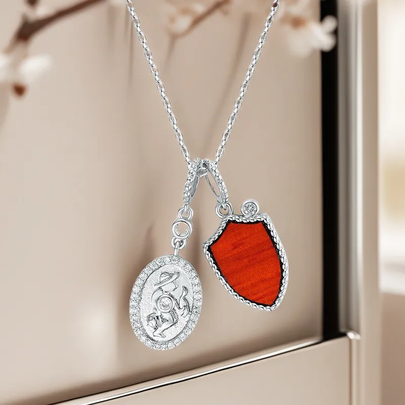 CIGA LONG Red Rosewood Inlaid Necklaces Unisex-1