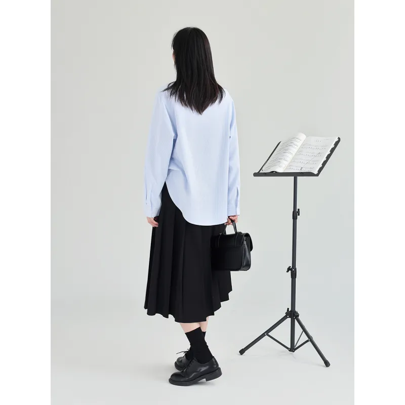 DESSUU Shirt Women's Blue White Stripes Color-5