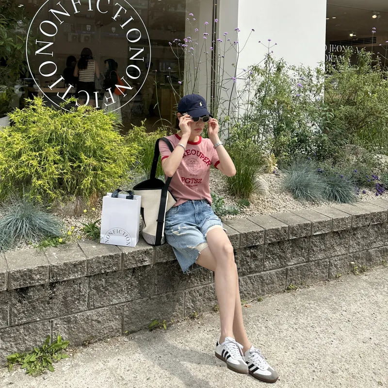 Le Alfashionline Denim Shorts Women's Blue-6