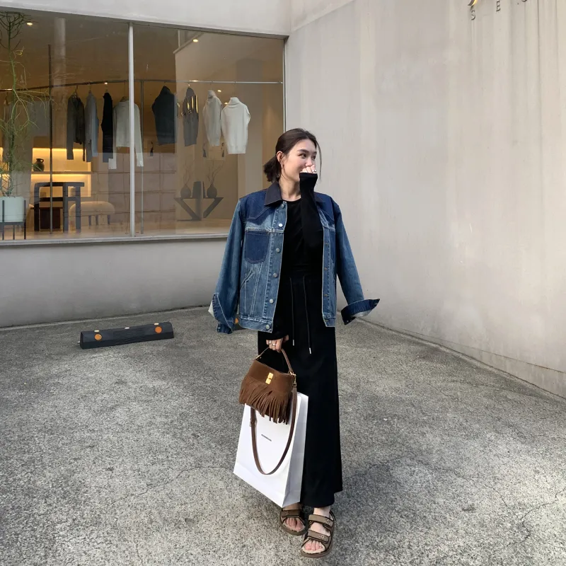 Le Alfashionline Denim Jacket Women's Blue-7