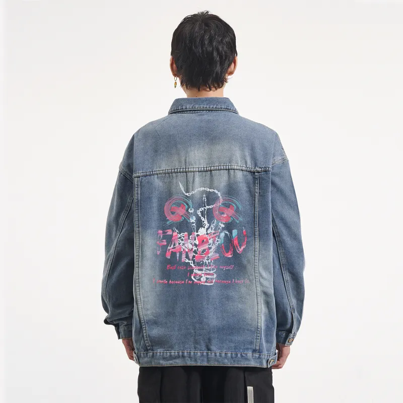 FANBIOU Jackets Unisex Vintage Blue-4