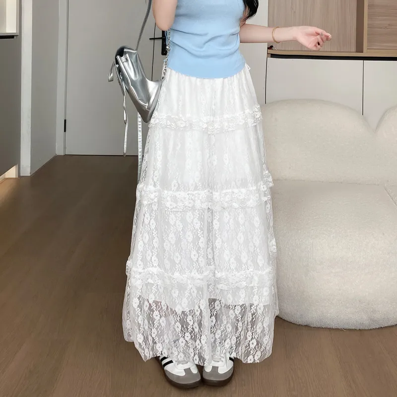 Ya Sheep People Casual Long Skirt Women's White-7