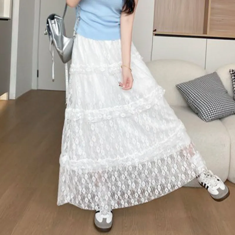 Ya Sheep People Casual Long Skirt Women's White-8