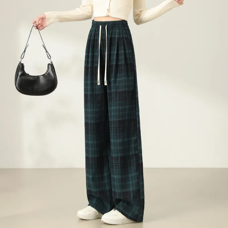 Ya Sheep People Casual Pants Women's Green Plaid-6