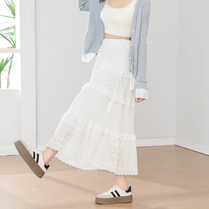Ya Sheep People Casual Long Skirt Women's White-11