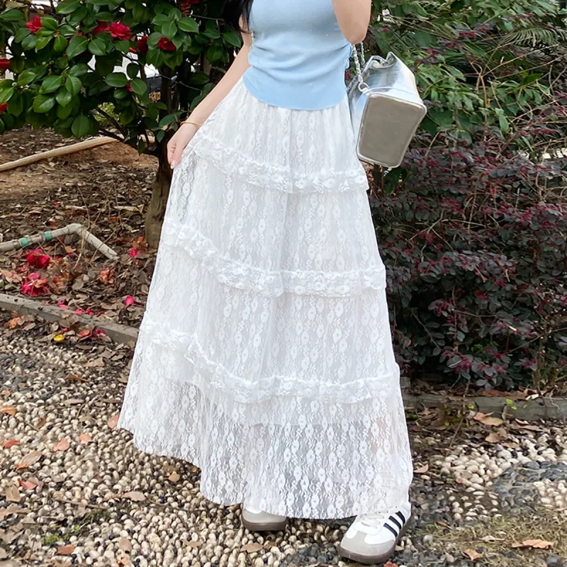 Ya Sheep People Casual Long Skirt Women's White-4