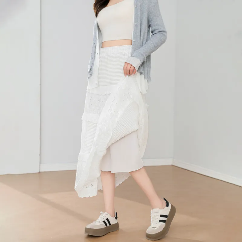 Ya Sheep People Casual Long Skirt Women's White-9