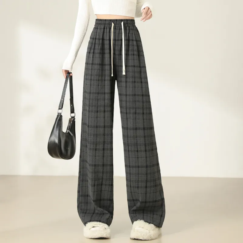 Ya Sheep People Casual Pants Women's Black Plaid-19
