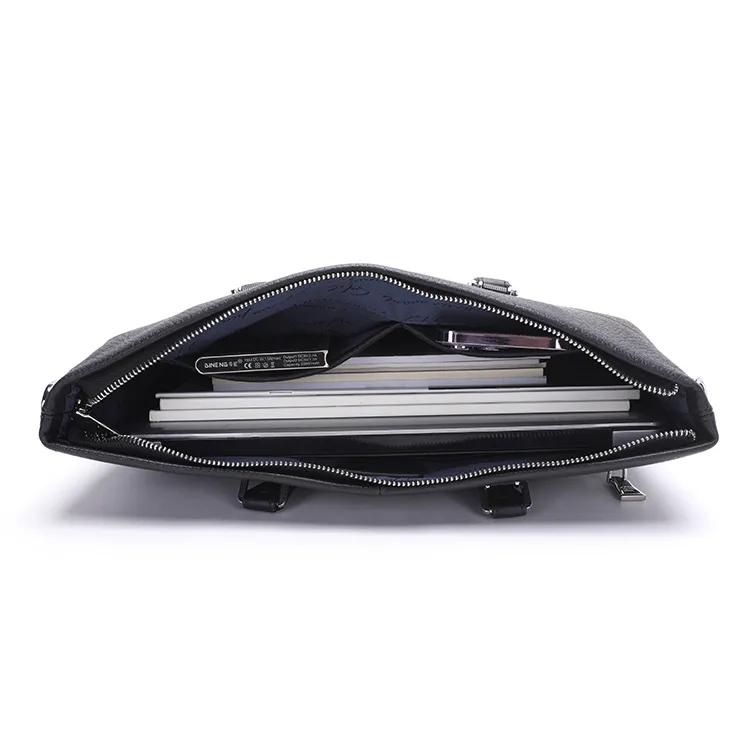 Satchi Cow Leather Handbags Briefcases Regular Men's Black-4