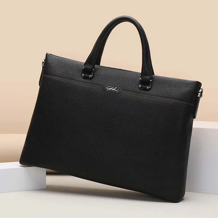 Satchi Cow Leather Handbags Briefcases Regular Men's Black-7