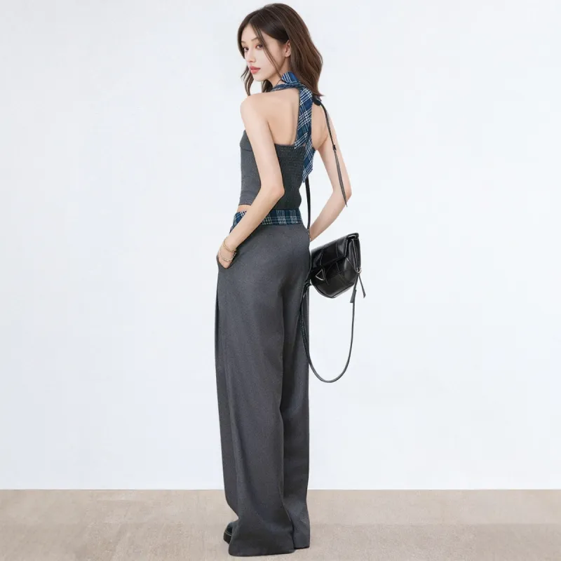 Yvetteclassic Casual Suit Women's Two Piece Set, Gray-4