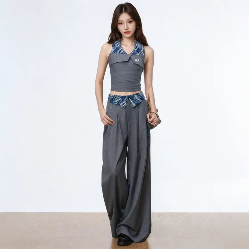 Yvetteclassic Casual Suit Women's Two Piece Set, Gray-2