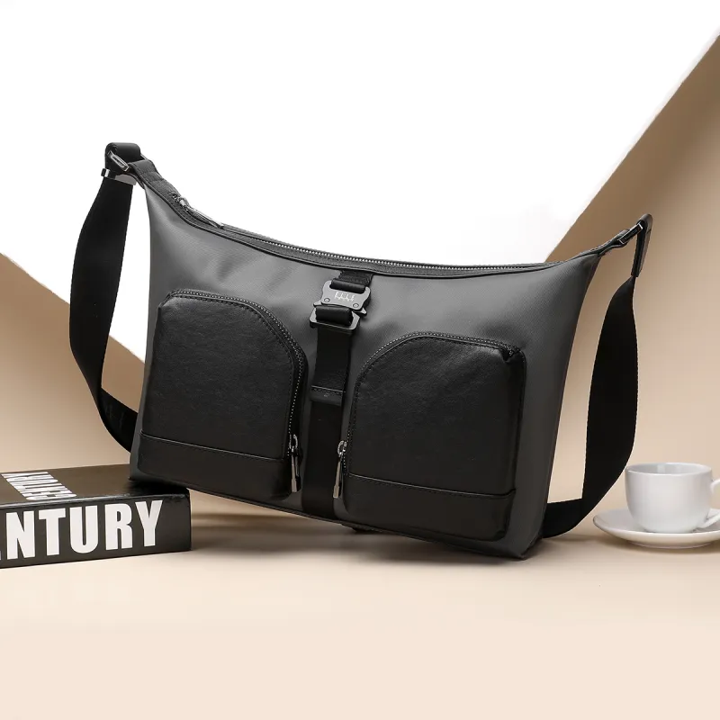 ELLE HOMME Cow Leather With Fabric Crossbody Bag Regular Men's Green/Black-7