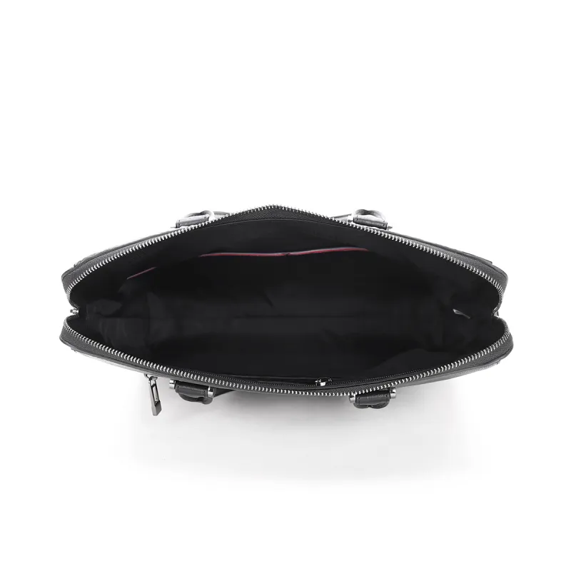ELLE HOMME Cow Leather Briefcase Regular Men's Black-5