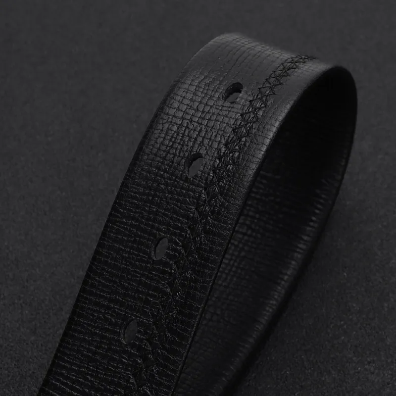 ELLE HOMME Cross Grain Top Grain Cow Leather Belts Men's Black Width 3.85CM-7