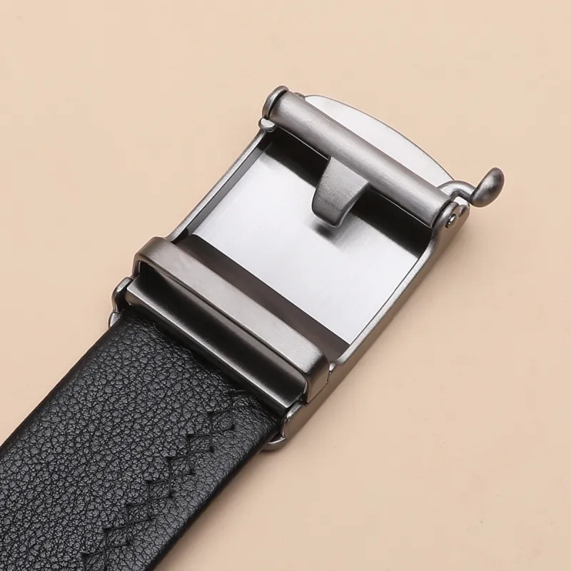 ELLE HOMME Top Grain Cow Leather Belts Men's Black Width 3.7cm-4