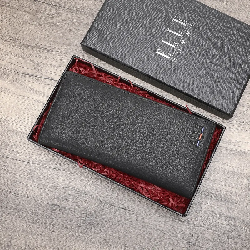 ELLE HOMME Cow Leather Wallet Regular Men's Black-5