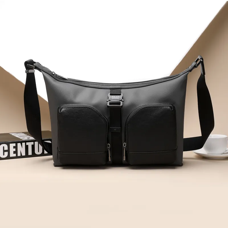 ELLE HOMME Cow Leather With Fabric Crossbody Bag Regular Men's Green/Black-6
