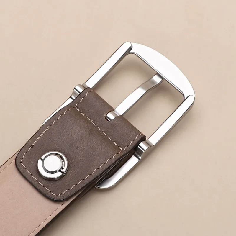 ELLE HOMME Cow Leather Belts Men's Light Brown Width 3.4cm-5