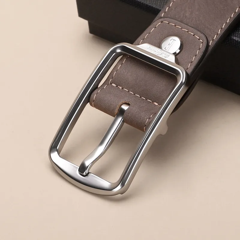 ELLE HOMME Cow Leather Belts Men's Light Brown Width 3.4cm-2