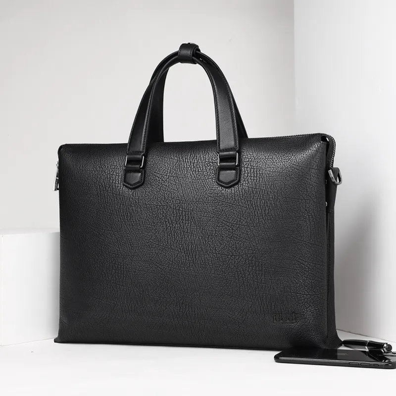 ELLE HOMME Cow Leather Official Briefcase Regular Men's Black-4