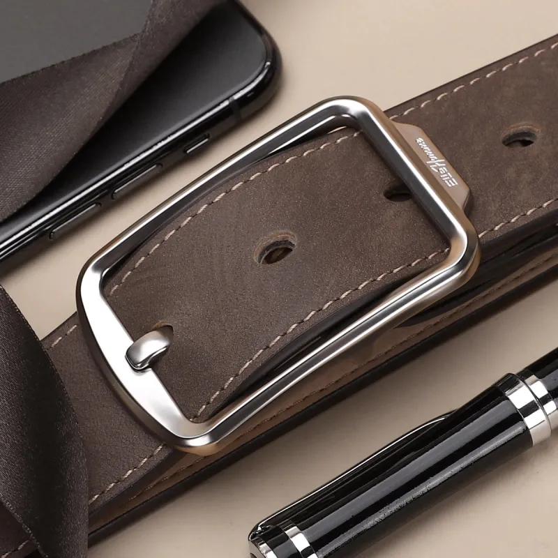 ELLE HOMME Cow Leather Belts Men's Light Brown Width 3.4cm-4