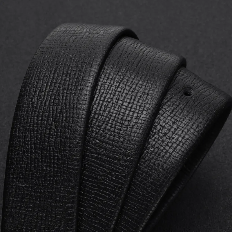 ELLE HOMME Cross Grain Top Grain Cow Leather Belts Men's Black Width 3.85CM-6