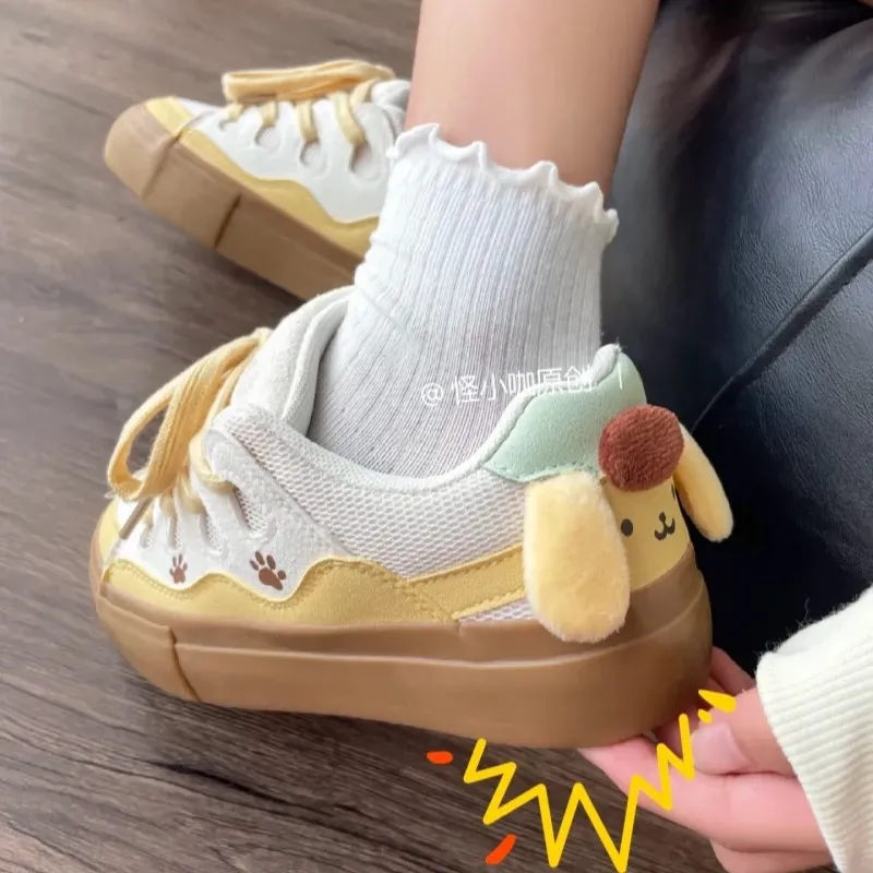 LIANGHUO Slip Resistant Cushioning Impact Resistance Wear Resistant Low Top Skateboard Shoes Women's Yellow-5