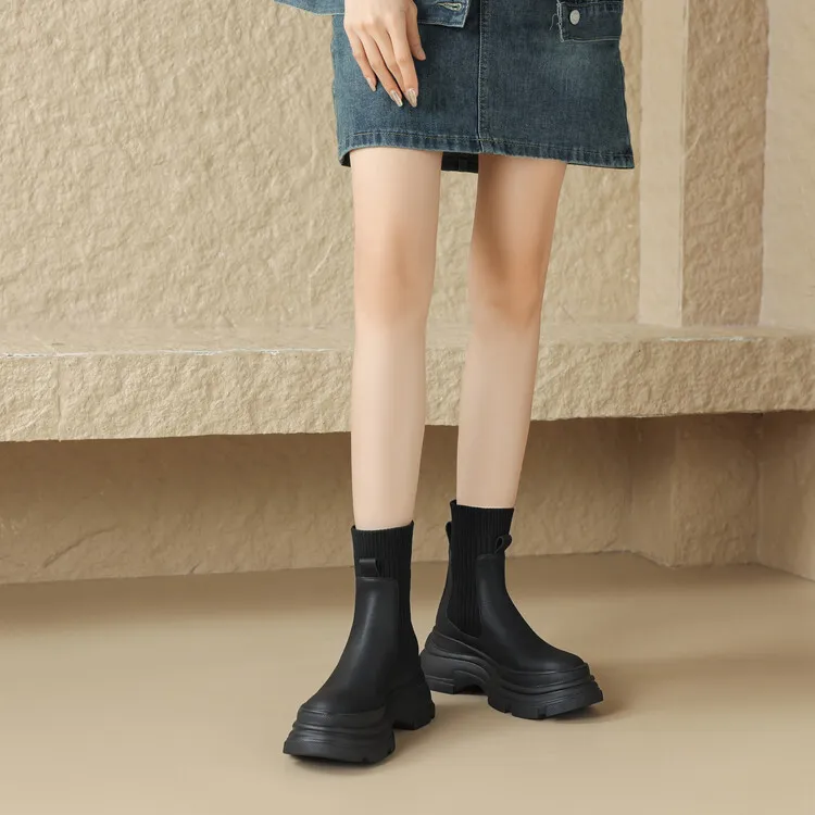 LIANGHUO Chelsea Boots Women's Khaki-8