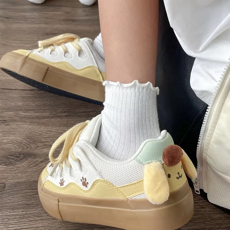 LIANGHUO Slip Resistant Cushioning Impact Resistance Wear Resistant Low Top Skateboard Shoes Women's Yellow-2