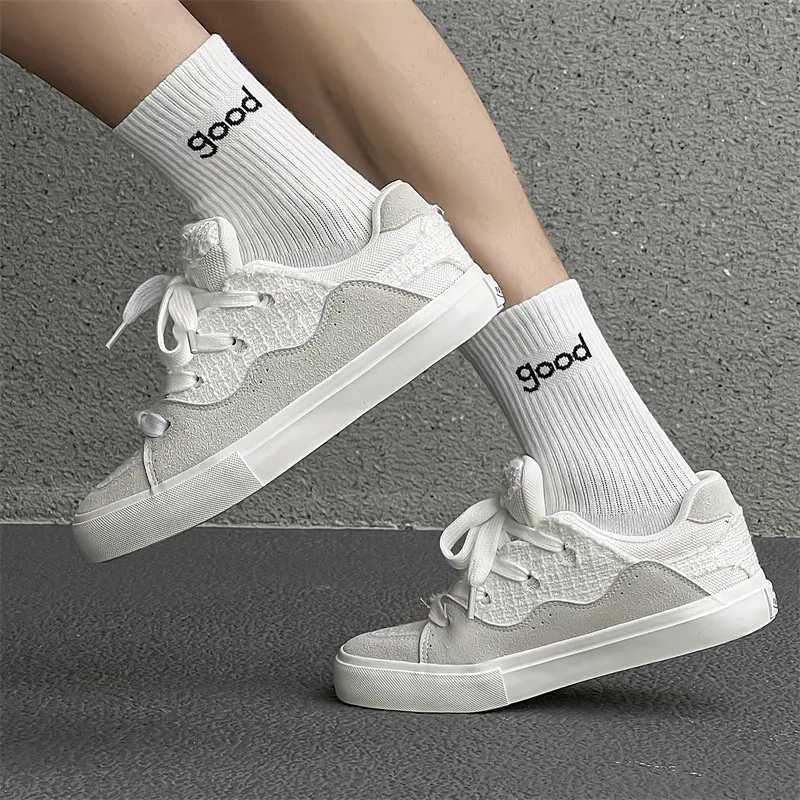 LIANGHUO Anti Slip Wear Resistant Low Top Skateboard Shoes Unisex Swan White Box Included-5