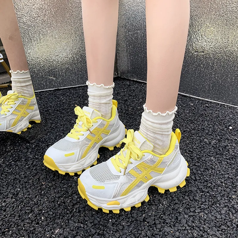 LIANGHUO Cushioning, Slip Resistant, Impact Resistant, Lightweight Low Top Chunky Sneakers Women's-8