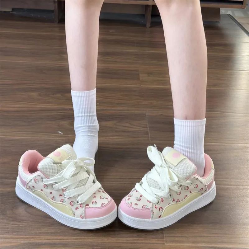 LIANGHUO Slip Resistant Low Top Skateboard Shoes Women's Strawberry Pink-4