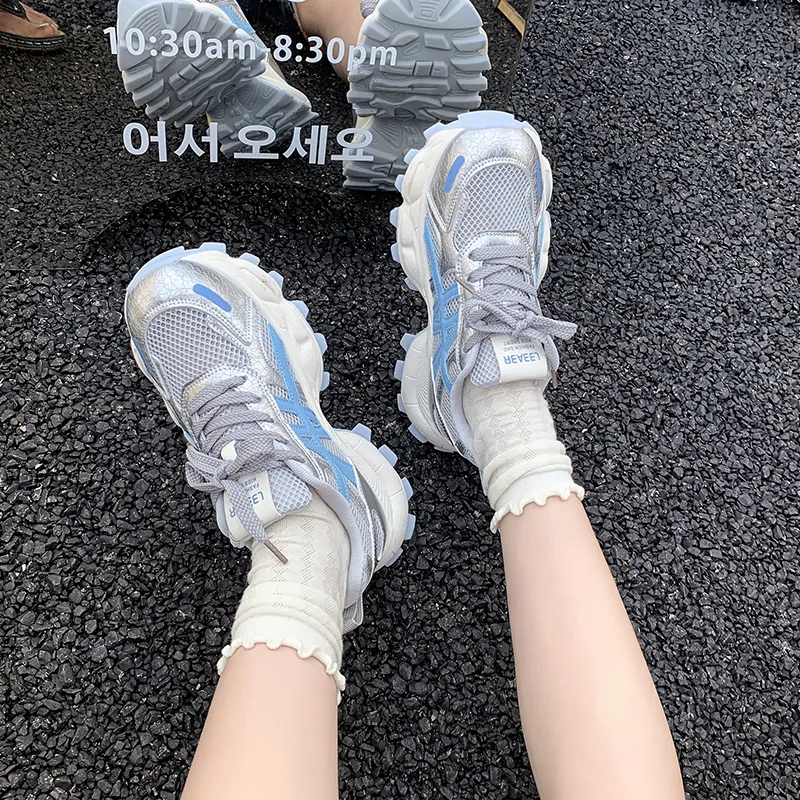 LIANGHUO Cushioning, Slip Resistant, Impact Resistant, Lightweight Low Top Chunky Sneakers Women's-15