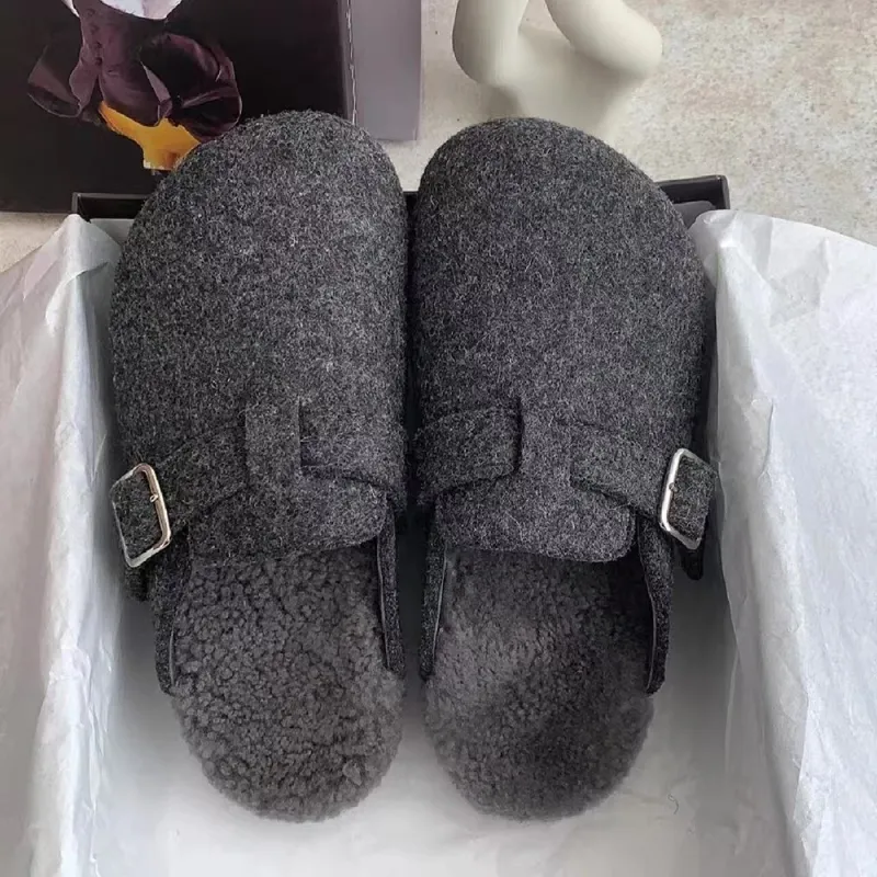 LIANGHUO Quiet Abrasion Resistant Massage Wrap toe Slippers Women's Charcoal Gray-3