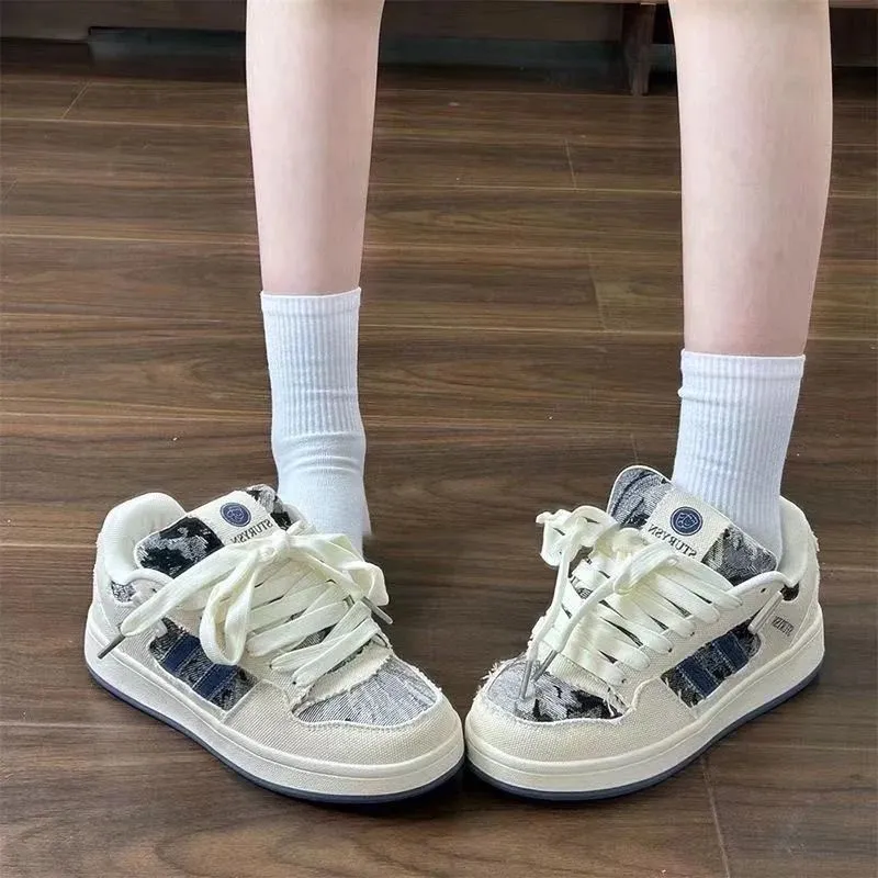 LIANGHUO Low Top Skateboard Shoes Women's Denim Blue Box Included-4