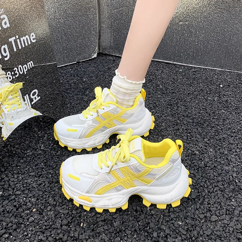 LIANGHUO Cushioning, Slip Resistant, Impact Resistant, Lightweight Low Top Chunky Sneakers Women's-7