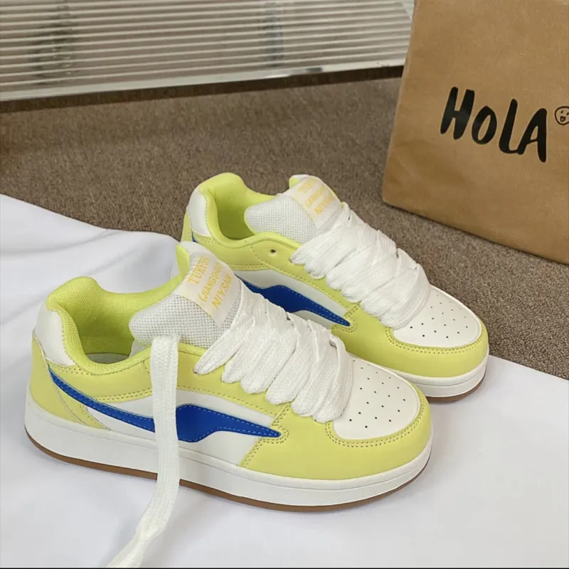 LIANGHUO Slip Resistant Cushioning Impact Resistance Wear Resistant Low Top Skateboard Shoes Women's Lemon-1