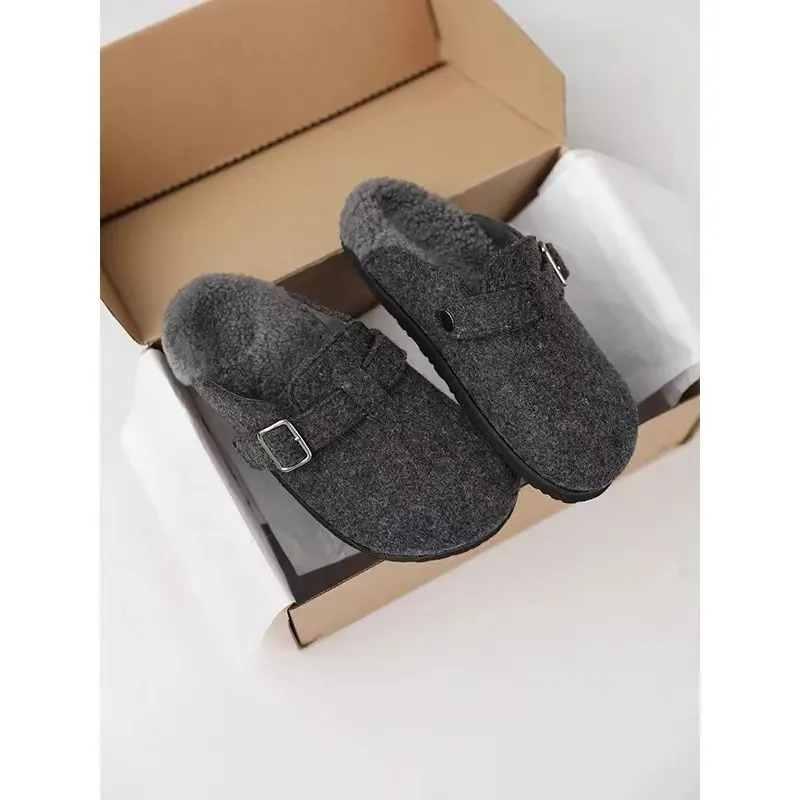 LIANGHUO Quiet Abrasion Resistant Massage Wrap toe Slippers Women's Charcoal Gray-4