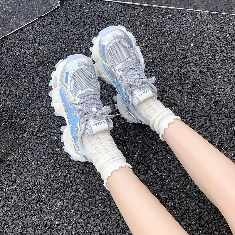 LIANGHUO Cushioning, Slip Resistant, Impact Resistant, Lightweight Low Top Chunky Sneakers Women's-14