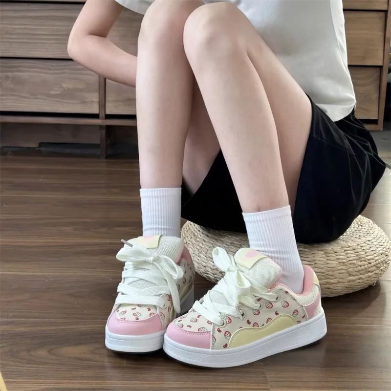 LIANGHUO Slip Resistant Low Top Skateboard Shoes Women's Strawberry Pink-6