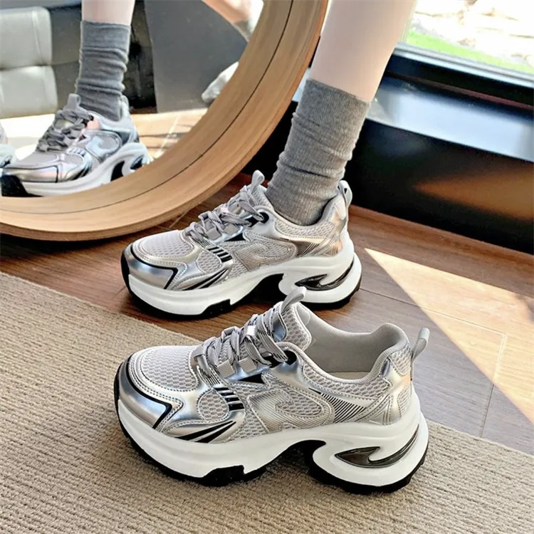 LIANGHUO Cushioning, Slip Resistant, Abrasion Resistant, Breathable, Impact Resistant Low Top Chunky Sneakers Women's-8