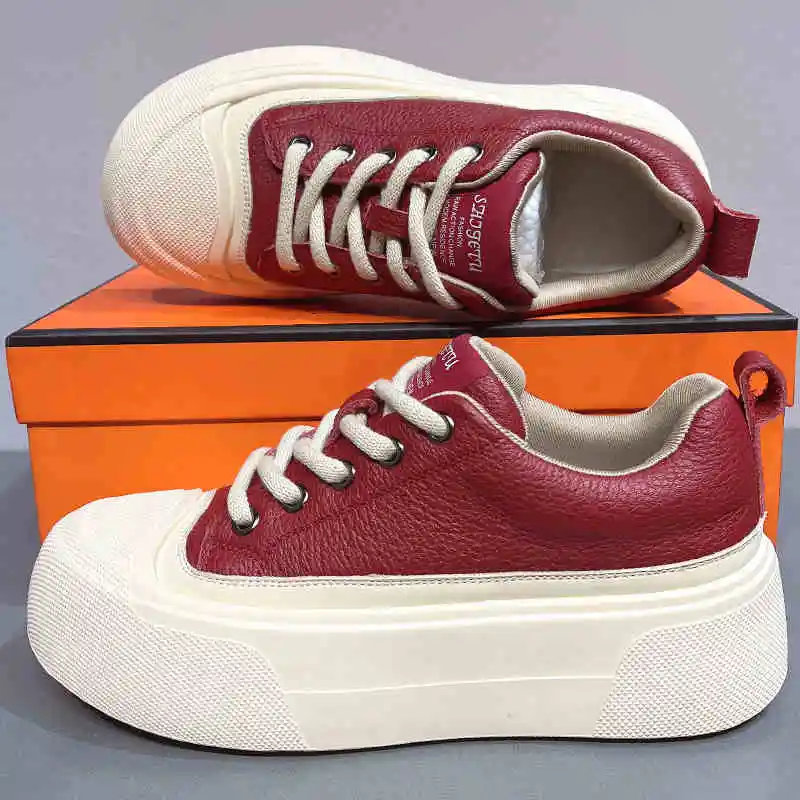 LIANGHUO Slip Resistant Cushioning Impact Resistance Wear Resistant Height Increasing Low Top Skateboard Shoes Unisex-7