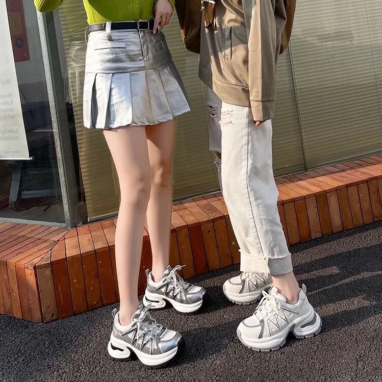 LIANGHUO Cushioning Anti Slip Wear Resistant Breathable Impact Resistant Low Top Chunky Sneakers Women's-3