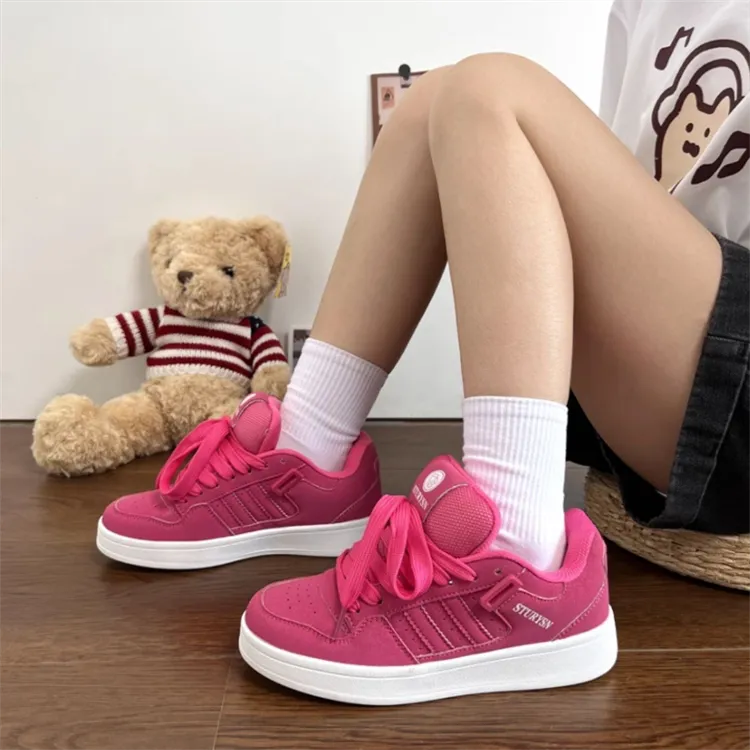 LIANGHUO Slip Resistant Impact Resistant Quick Drying Wear Resistant Low Top Skateboard Shoes Women's Dragon Fruit-2
